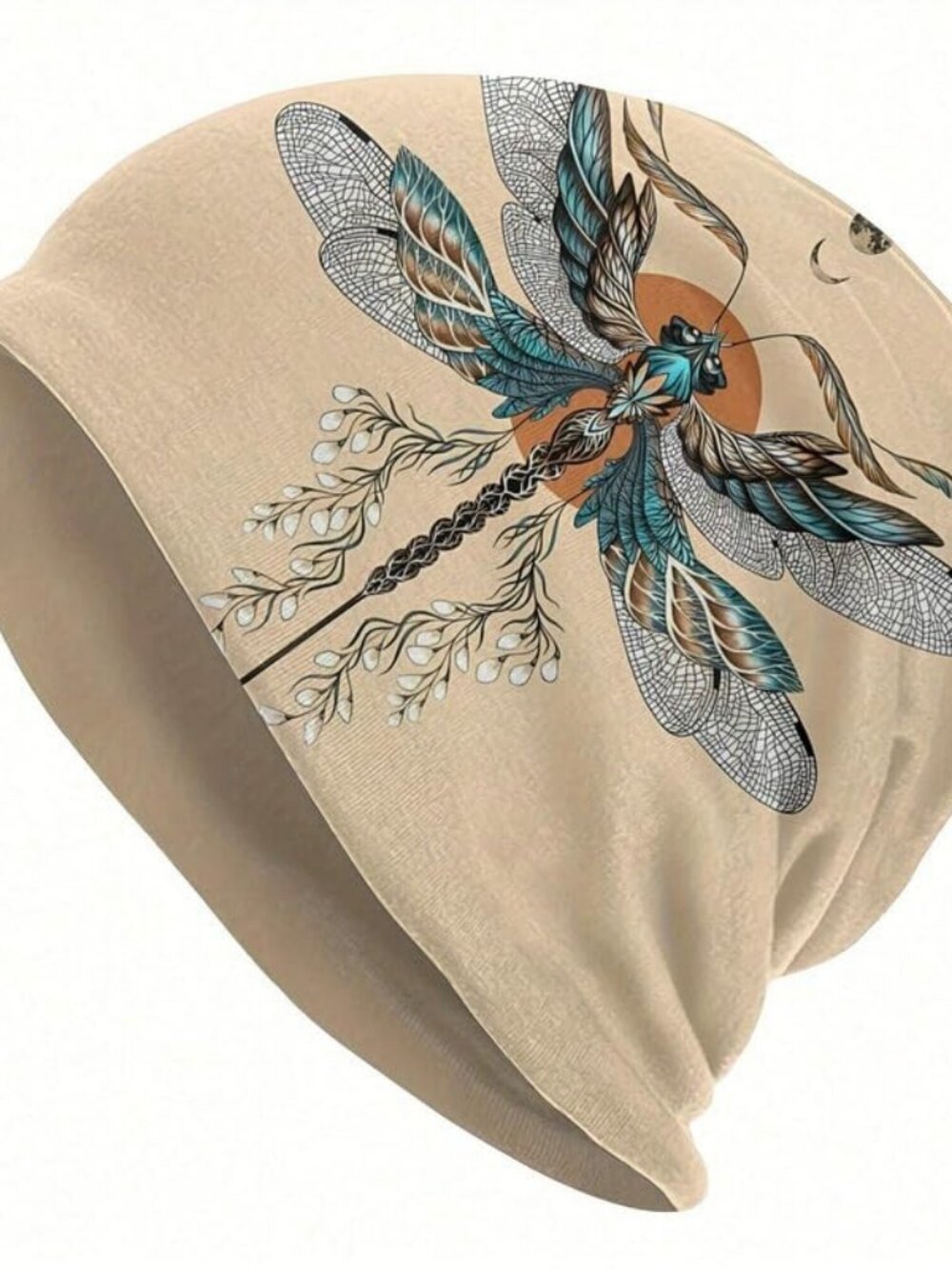 Slouchy Dragonfly Beanie for Women Boho Lightweight Skull Cap Fashion Hat